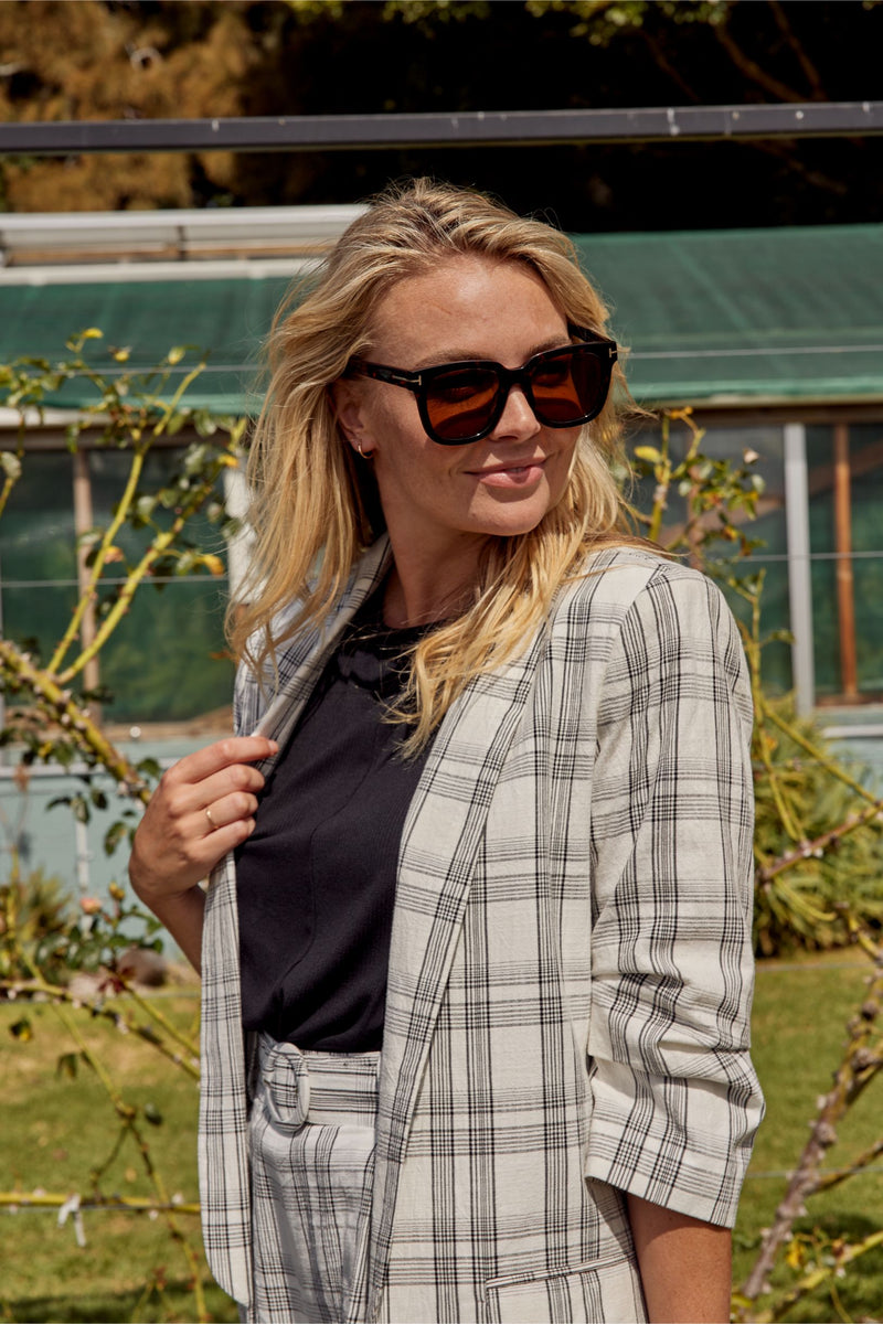 Kennedy Blazer - White Plaid