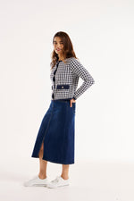 Lady Cardigan - Navy Houndstooth