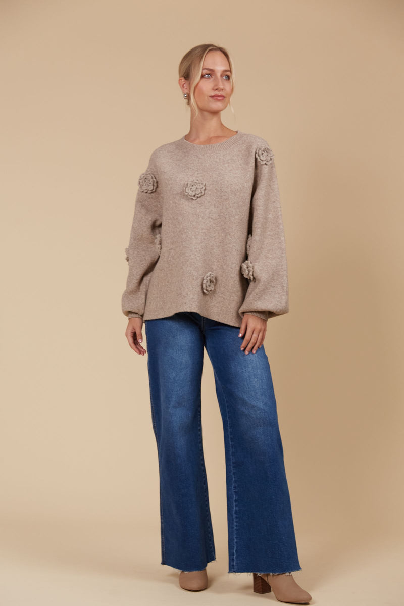 Miru Flower Jumper - Taupe