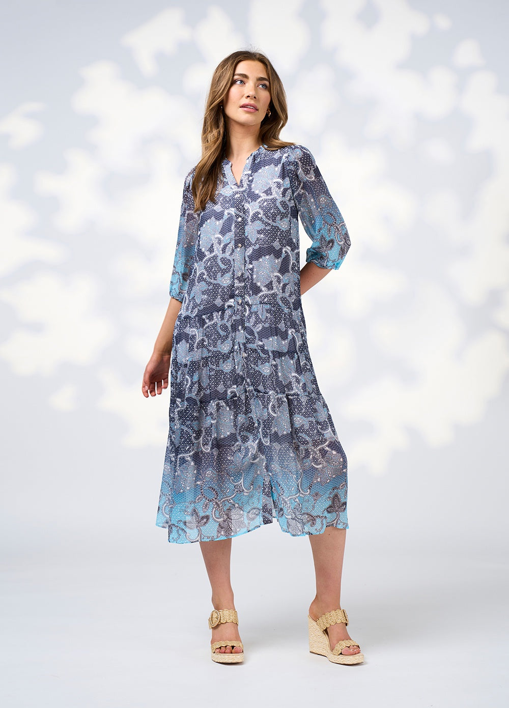 Stevie Midi Dress - Indigo Multi