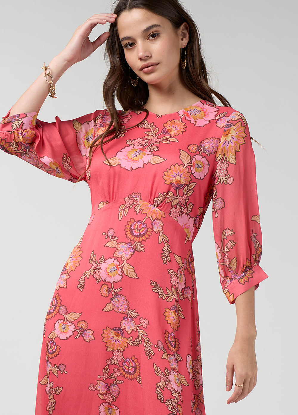 Mirissa Midi Dress - Coral Multi