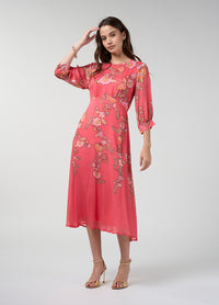 Mirissa Midi Dress - Coral Multi