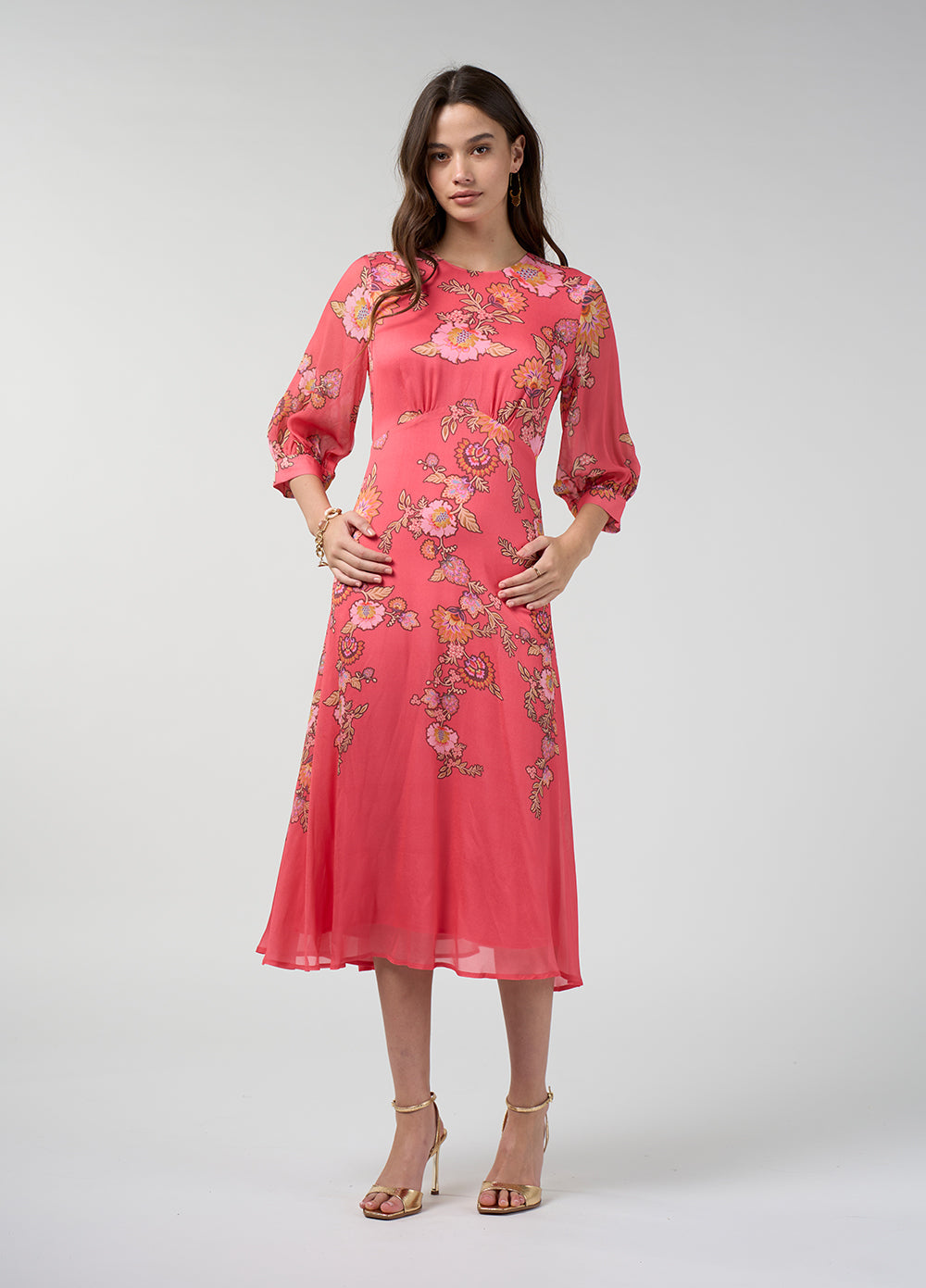 Mirissa Midi Dress - Coral Multi