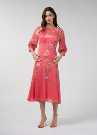 Mirissa Midi Dress - Coral Multi