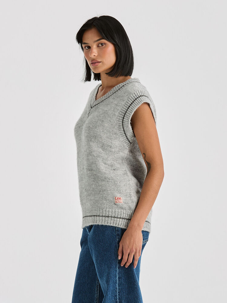 Lara Knit Vest - Grey Marle