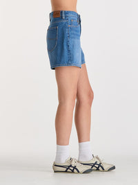 Mid Straight Short - Blue Letter