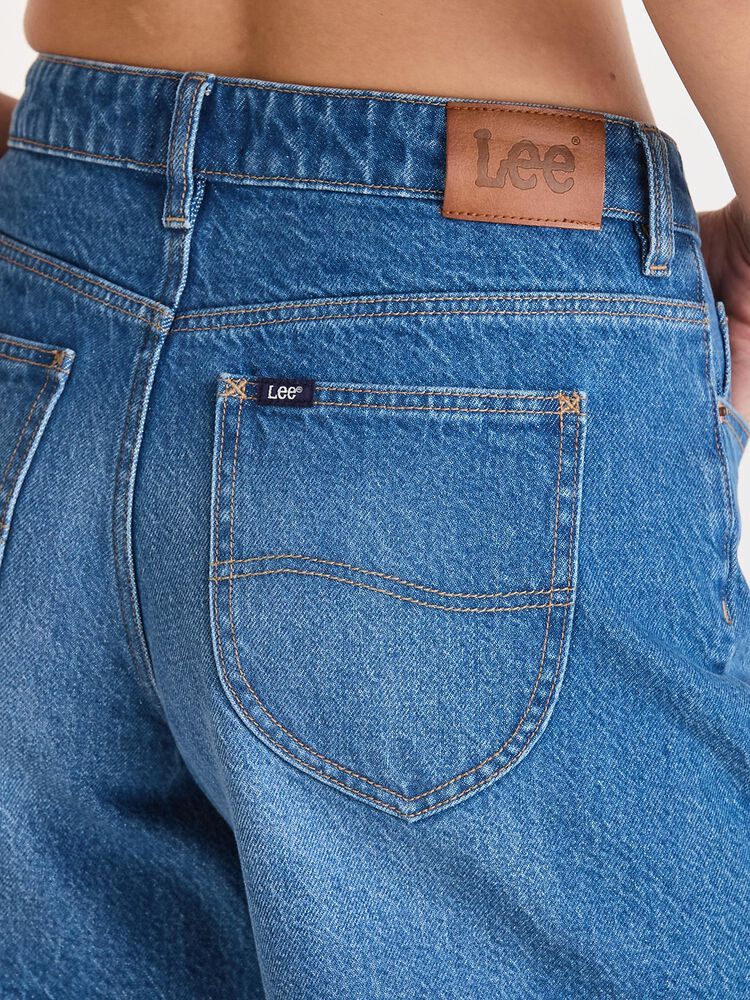 Mid Straight Short - Blue Letter
