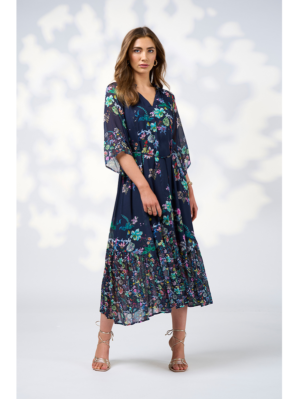La Boheme Midi Dress - Indigo Multi