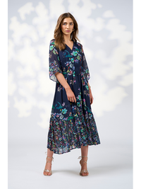 La Boheme Midi Dress - Indigo Multi