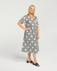 Leona Dress - Black Polka Stripe