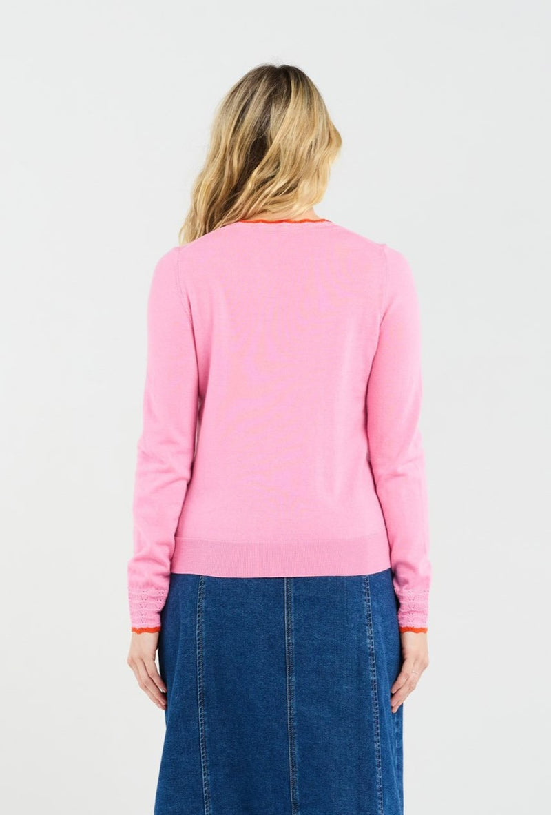 Maddy Scallop Trim Knit - Pink