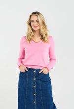 Maddy Scallop Trim Knit - Pink