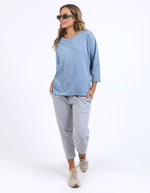 Annie 3/4 Slv Tee - Steel Blue