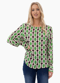Finley Top - Green & Pink Print