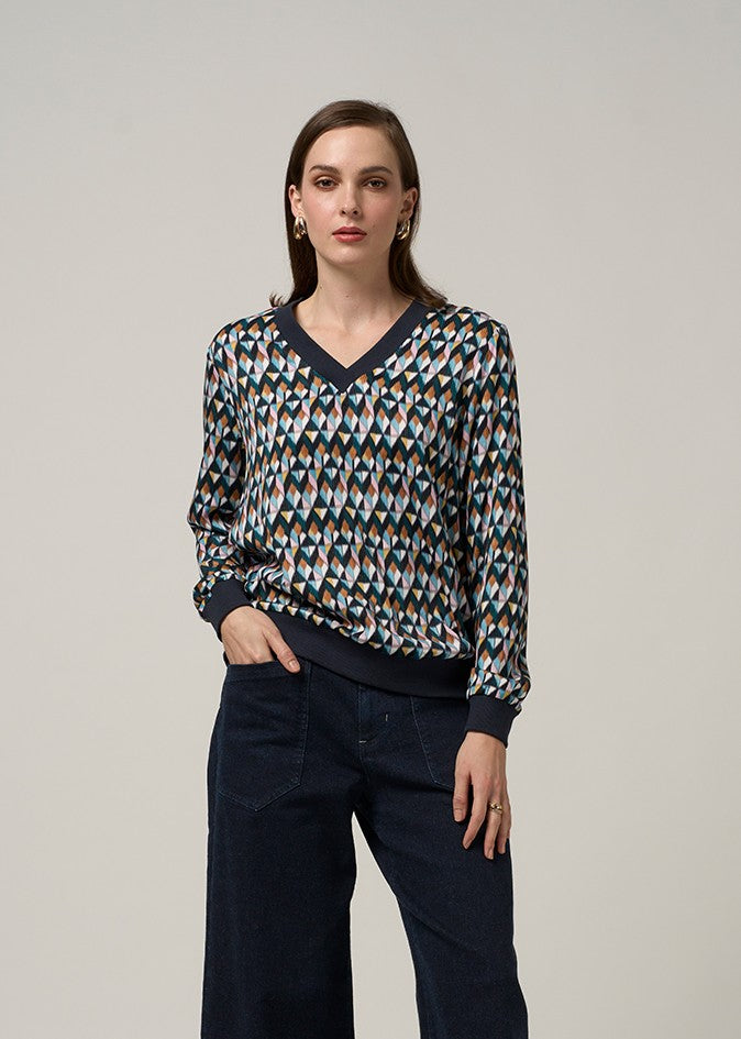 Facet V-Neck Top - Multi