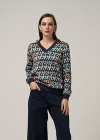 Facet V-Neck Top - Multi