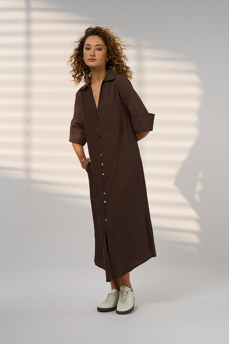 Drift Shirt Dress - Bitter Chocolate