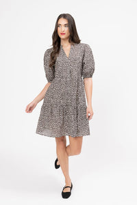 Reflective Mini Dress - Coffee Safari
