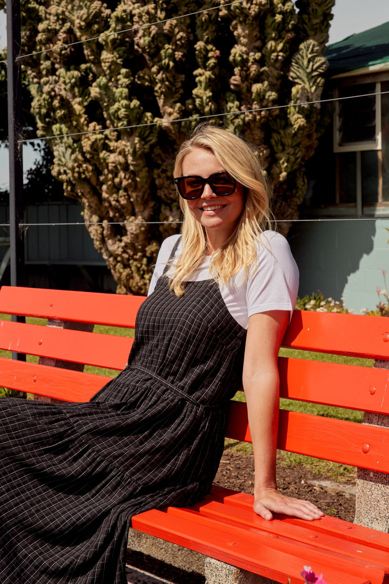 Macey Pinafore Dress - Black Plaid