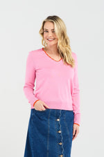 Maddy Scallop Trim Knit - Pink