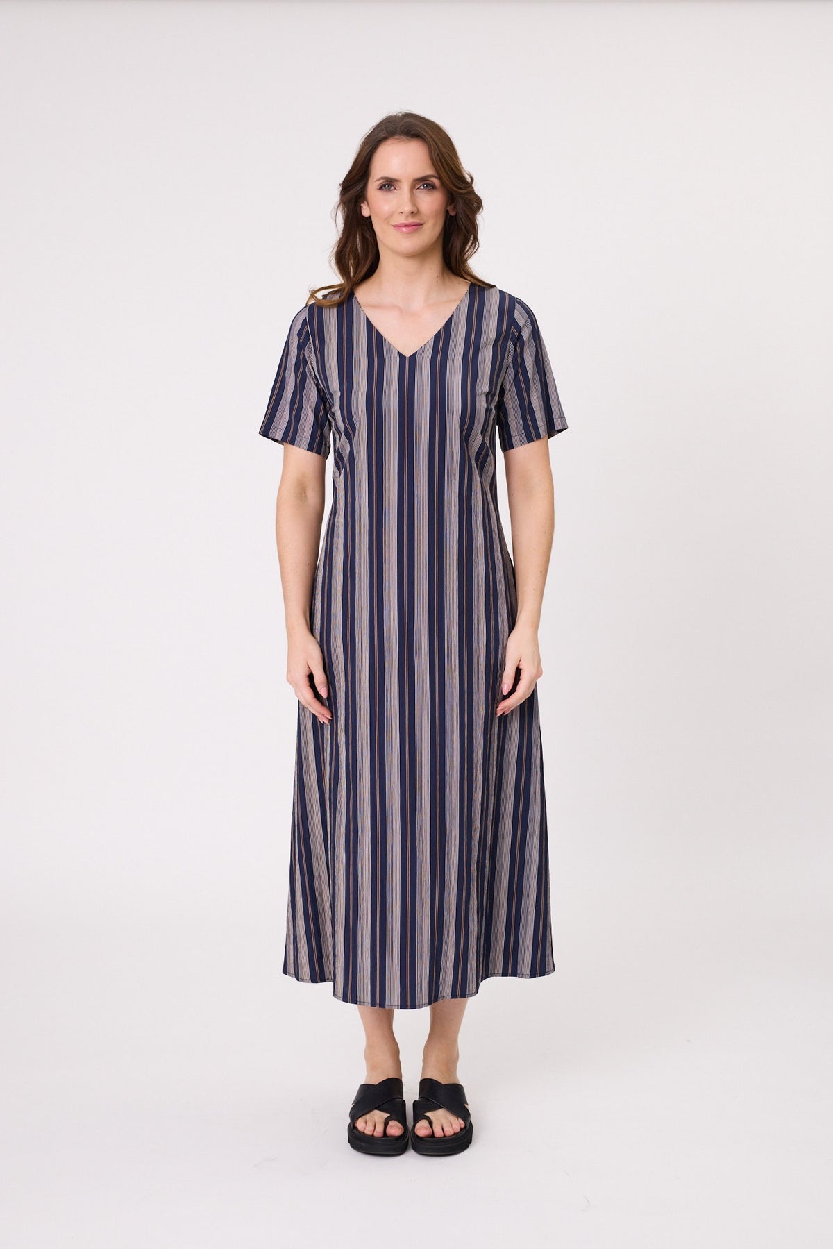 Marta Dress - Navy Stripe