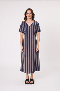 Marta Dress - Navy Stripe