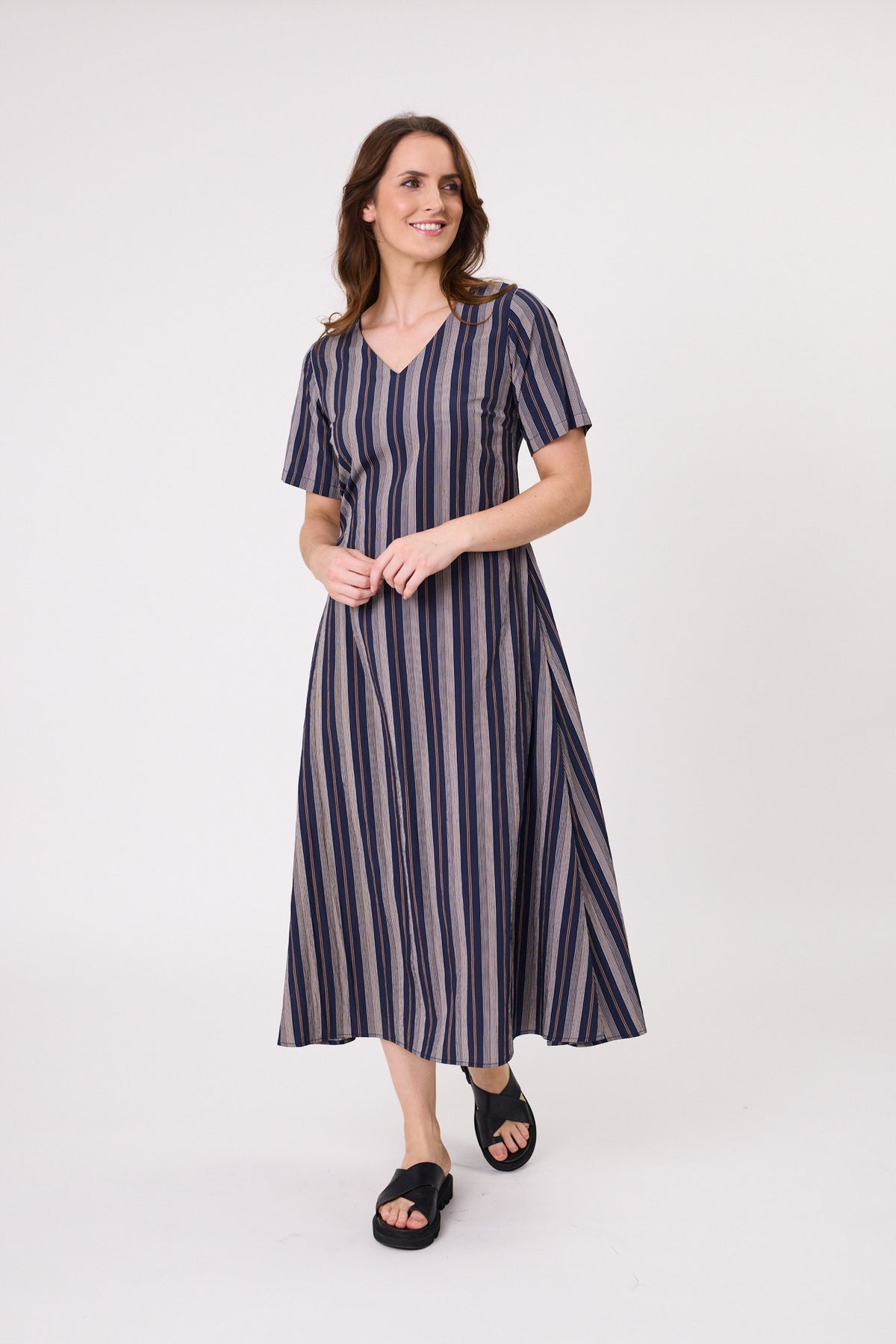 Marta Dress - Navy Stripe