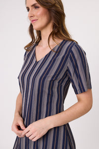 Marta Dress - Navy Stripe