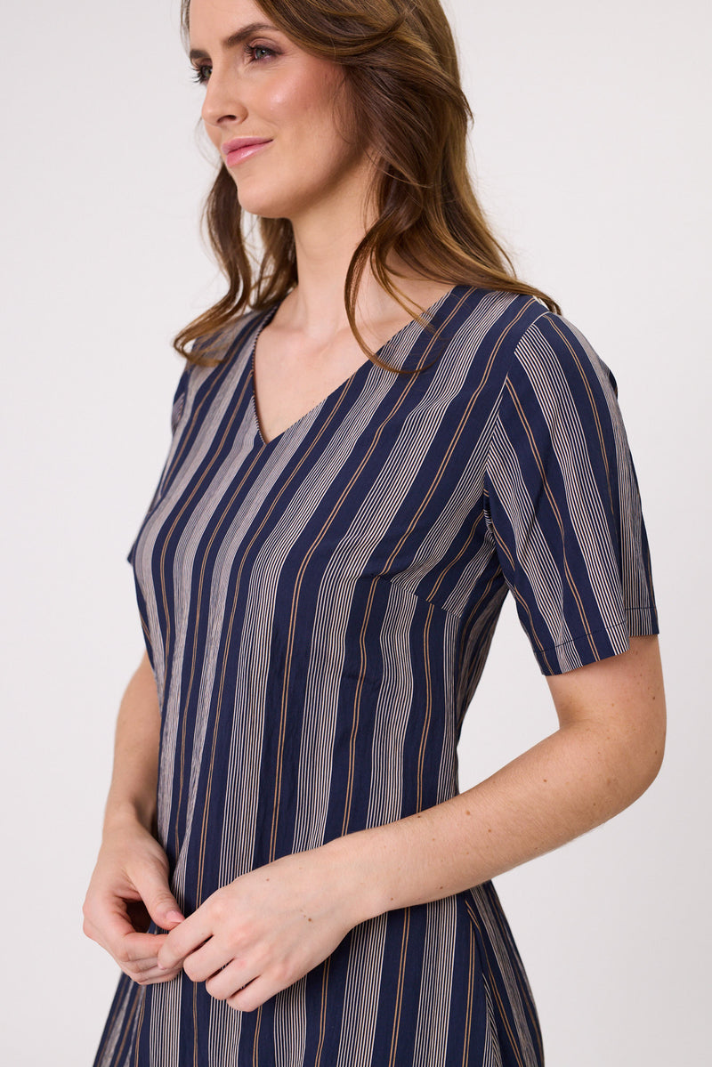 Marta Dress - Navy Stripe