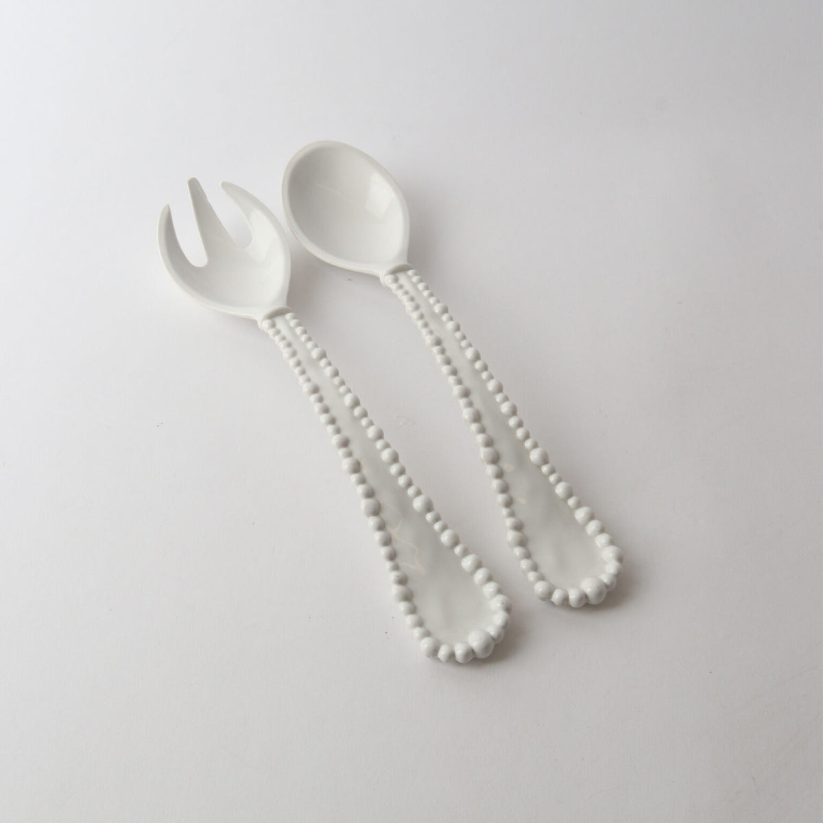 Melamine Pearl Salad Servers - White
