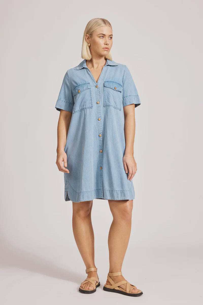 Melenia Denim Shirt Dress - Denim