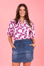 Mickey Top - Cerise Floral