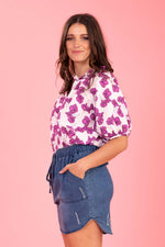 Mickey Top - Cerise Floral