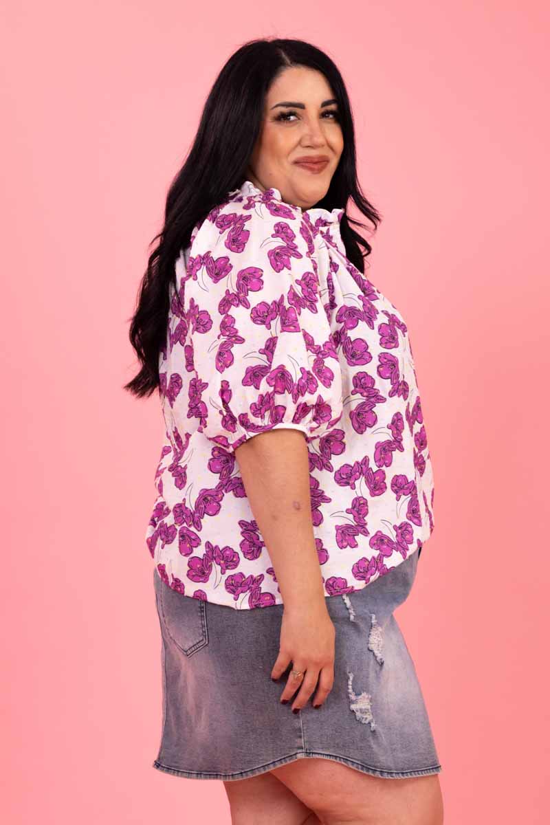 Mickey Top - Cerise Floral