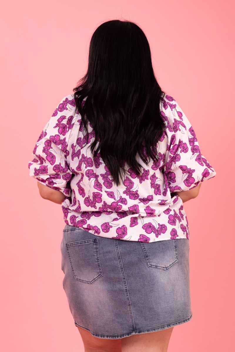 Mickey Top - Cerise Floral