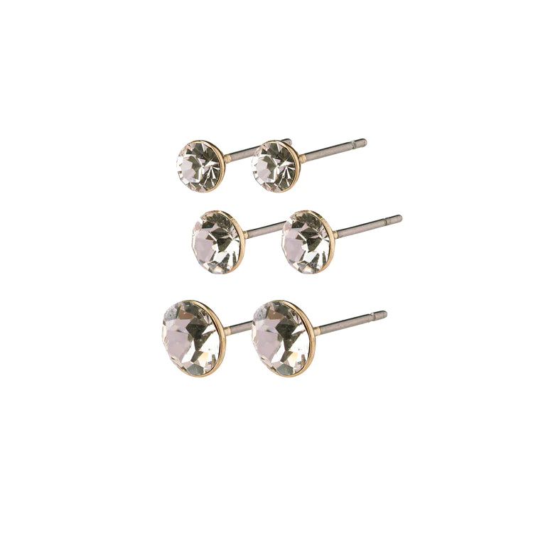 Millie Crystal Earrings 3-In-1 Set - Gold Plated