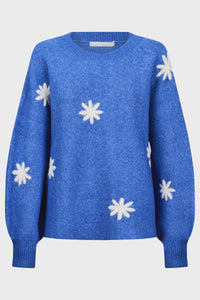 Miru Stitch Flower Jumper - Cobalt