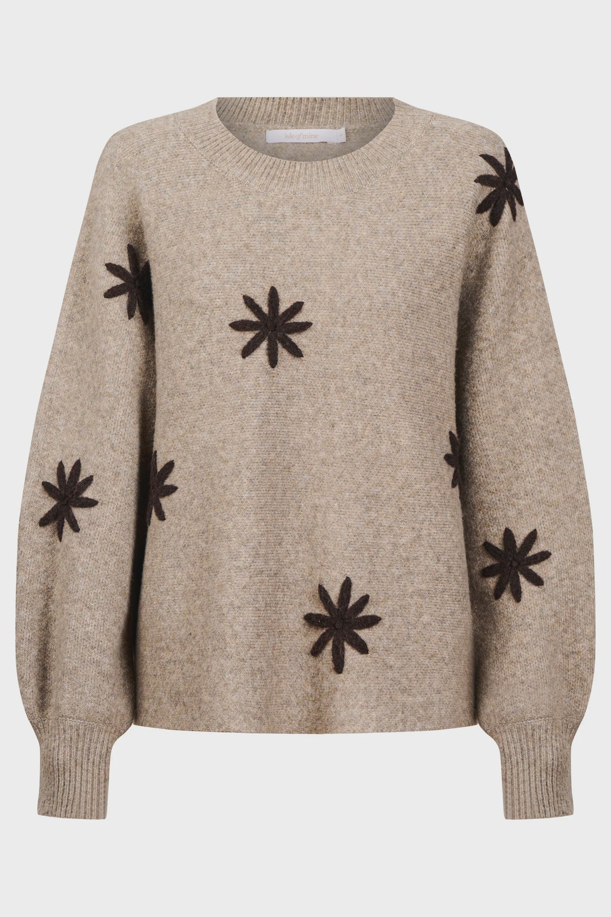 Miru Stitch Flower Jumper - Stone