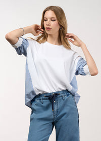 Mixed Media Stripe Top - Chambray Stripe