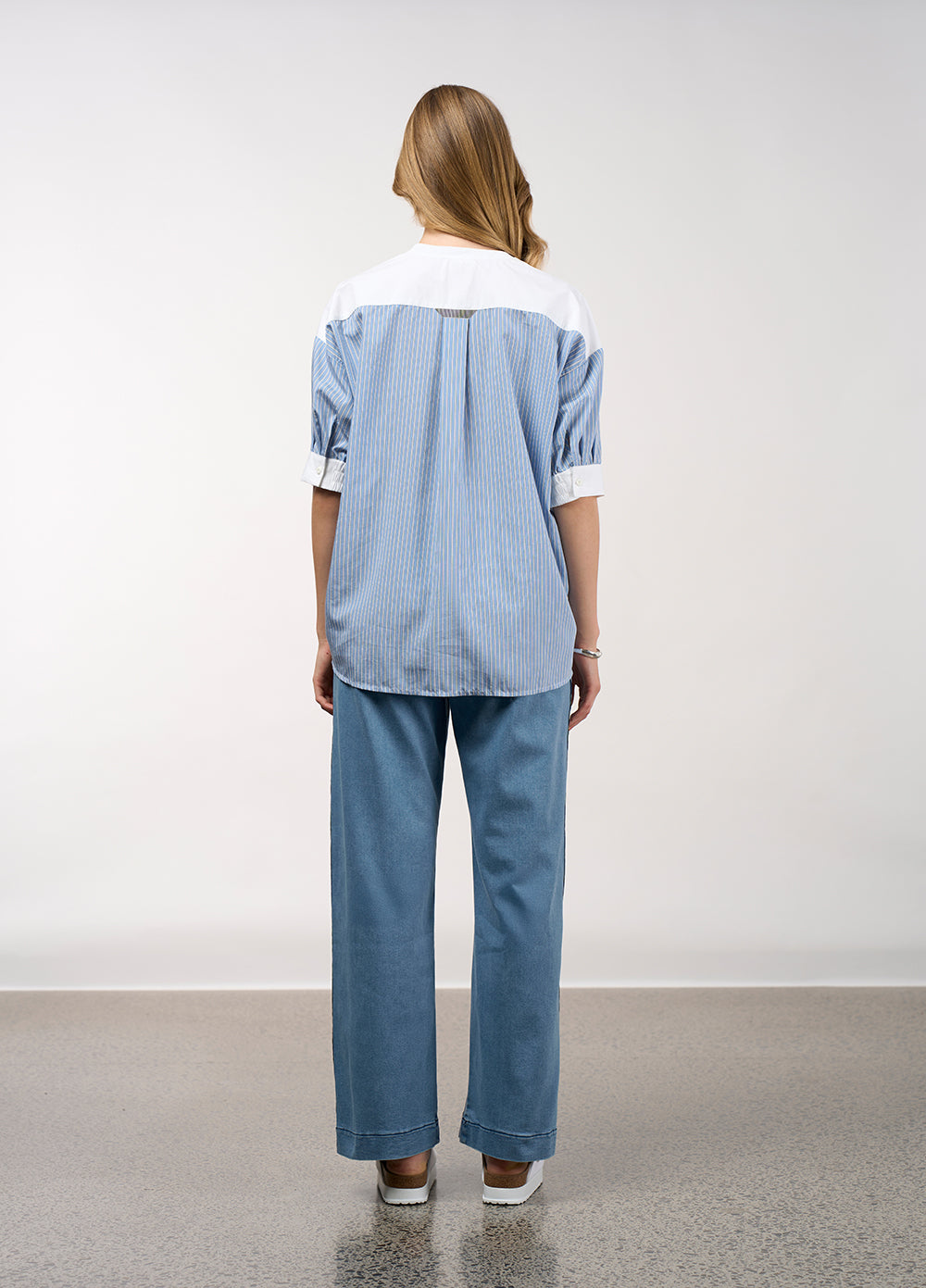 Mixed Media Stripe Top - Chambray Stripe