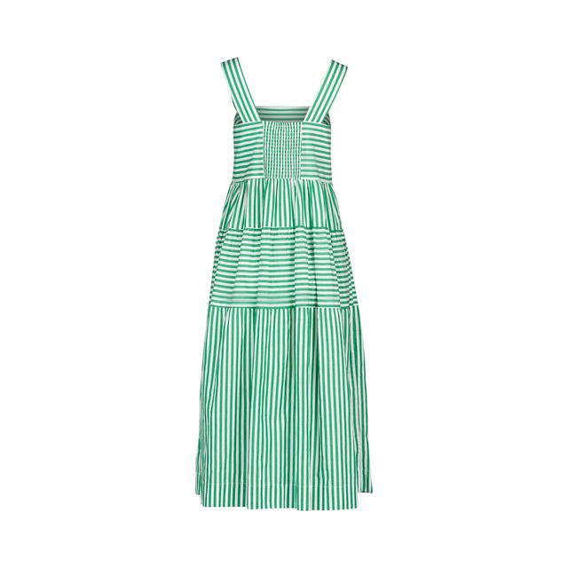 Sleeveless Tiered Dress with Wide Straps and Pockets - Clover Stripe