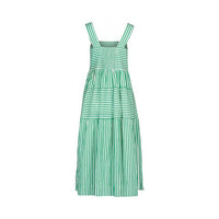Sleeveless Tiered Dress with Wide Straps and Pockets - Clover Stripe