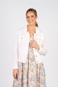 Linen Jacket with Frayed Seams - White