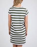 Signature Stripe Tee Dress - Khaki & White Stripe