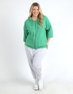 Beachy Zip Hoodie - Green Briar