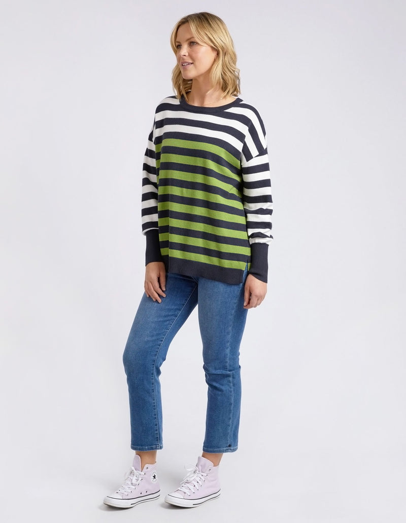 Lexi Stripe Knit - Green/Navy/White Stripe