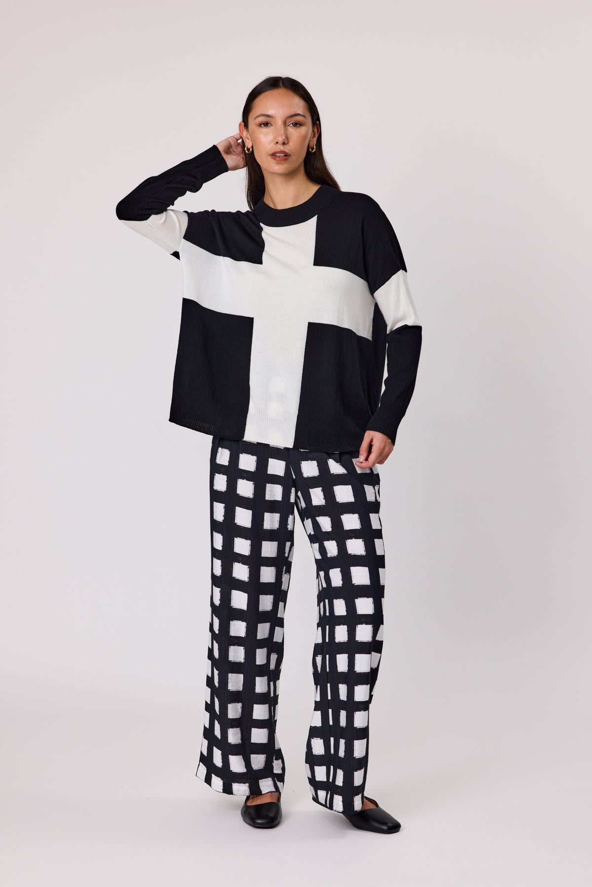 Locke Merino Jumper - Black & Ivory