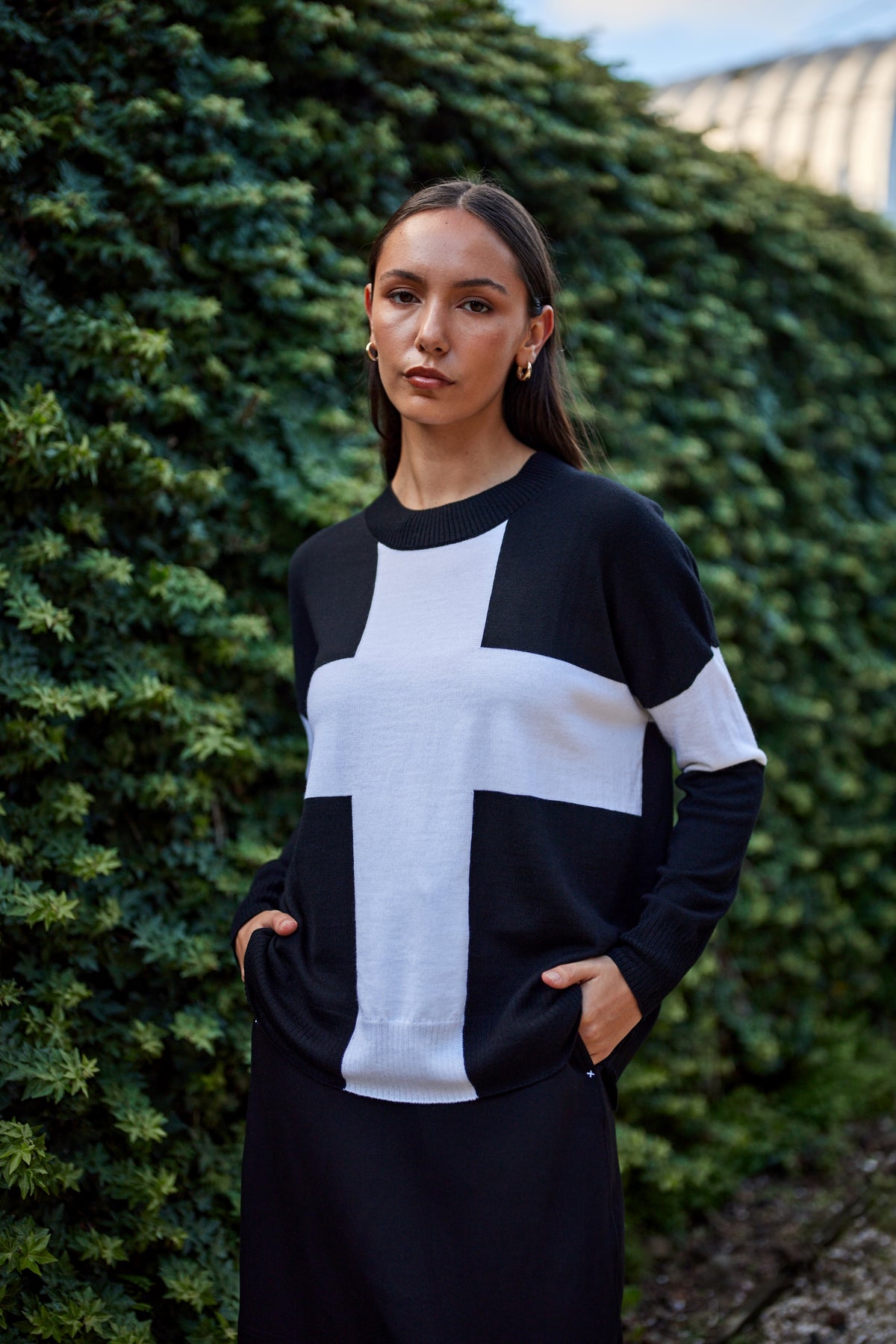 Locke Merino Jumper - Black & Ivory