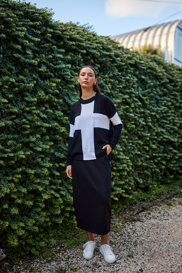 Locke Merino Jumper - Black & Ivory