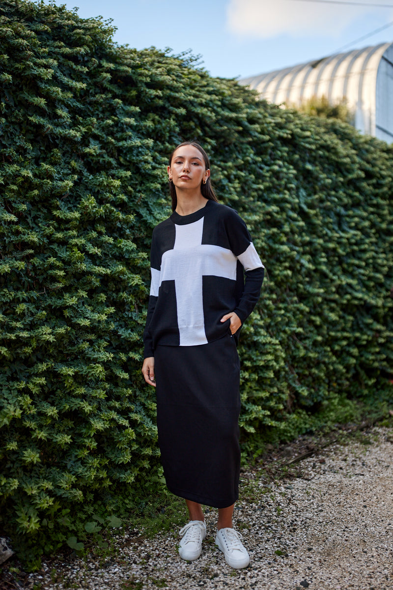 Locke Merino Jumper - Black & Ivory - Girl Next Door Fashion